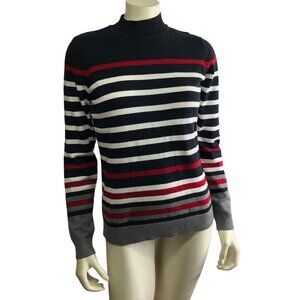 NORTHERN REFLECTIONS MOCK NECK STRIPED SWEATER SIZE SM